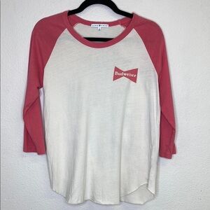 Junk Food Budweiser Red and White Raglan Tee Women's Size Large